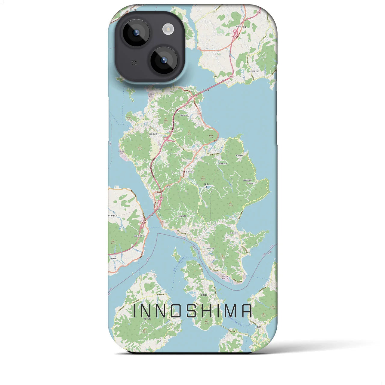 【因島（広島県）】地図柄iPhoneケース（バックカバータイプ）