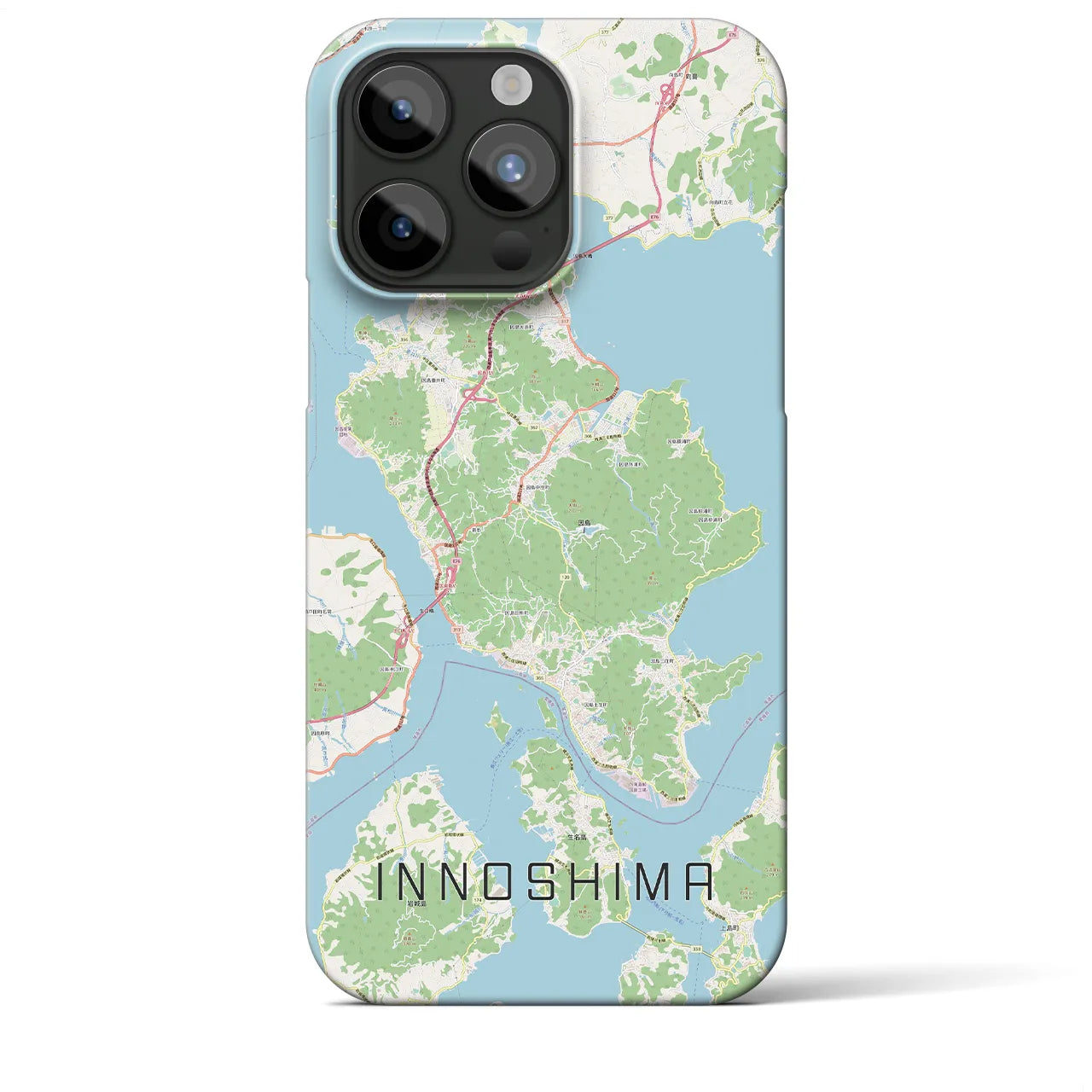 【因島（広島県）】地図柄iPhoneケース（バックカバータイプ）