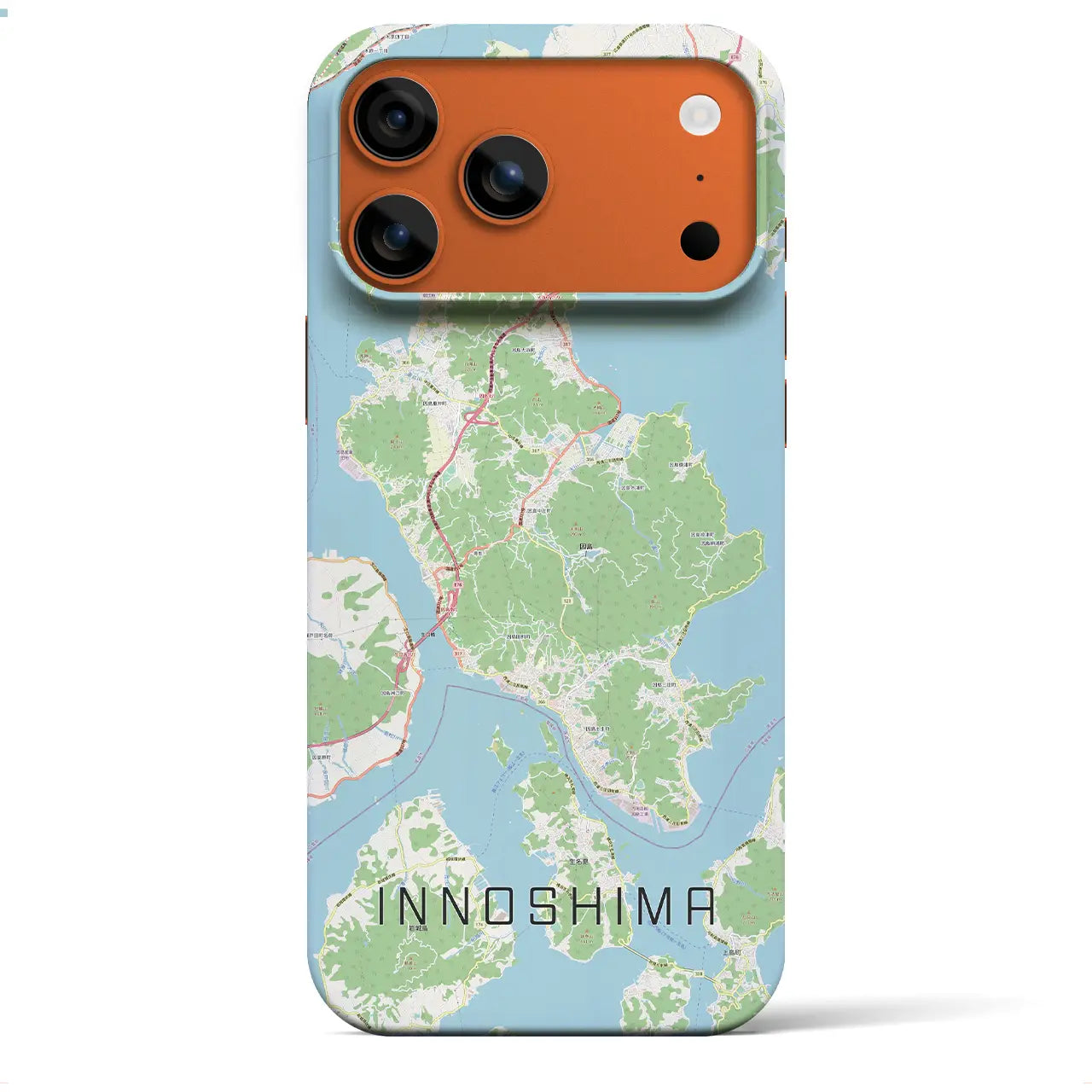 【因島（広島県）】地図柄iPhoneケース（バックカバータイプ）