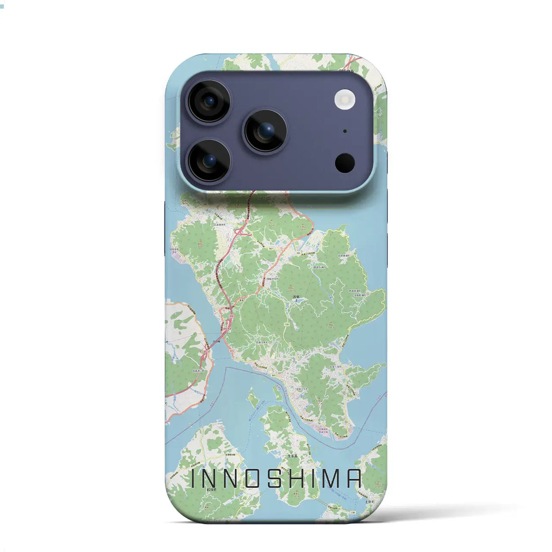 【因島（広島県）】地図柄iPhoneケース（バックカバータイプ）ブラック・iPhone 17 Pro Max 用