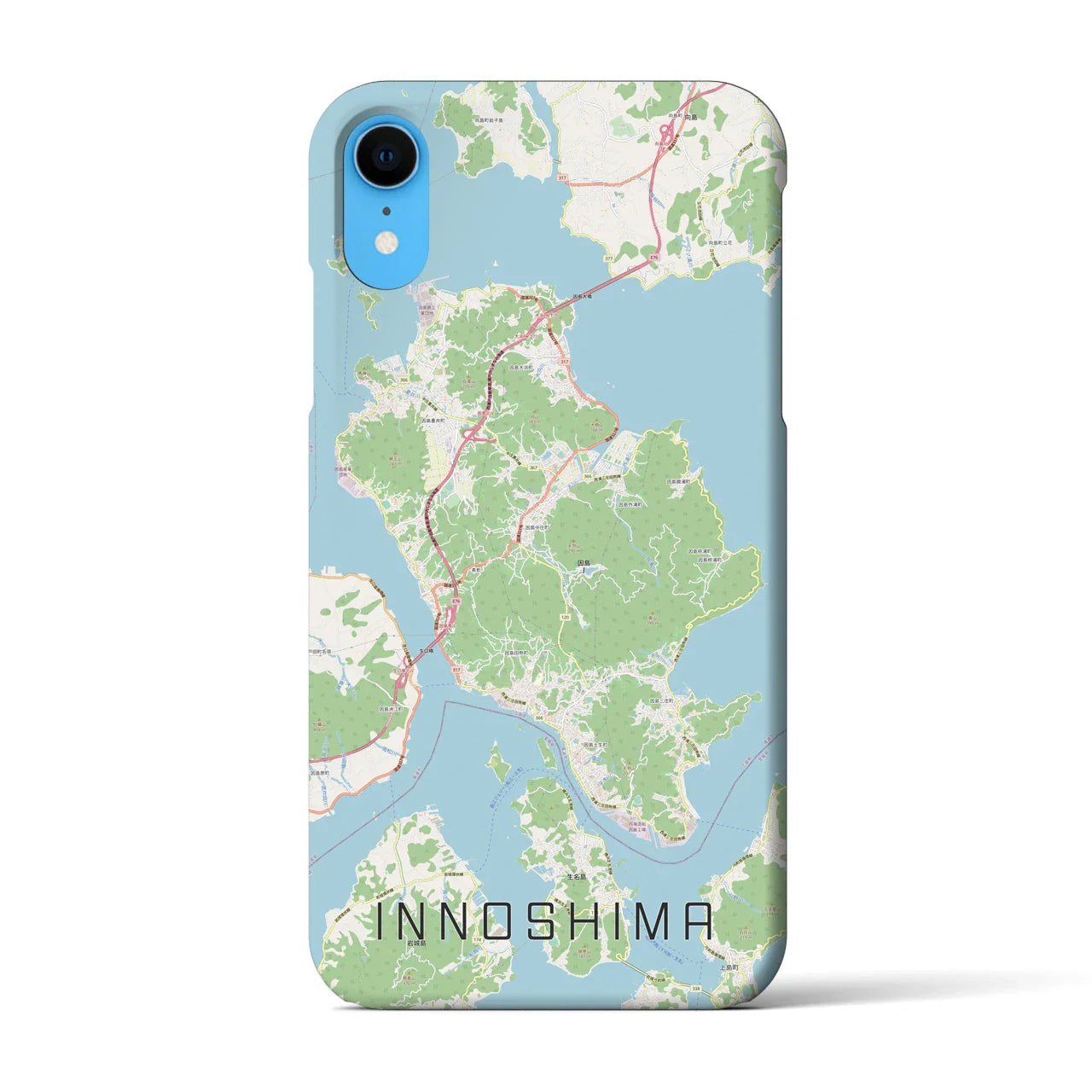 【因島（広島県）】地図柄iPhoneケース（バックカバータイプ）