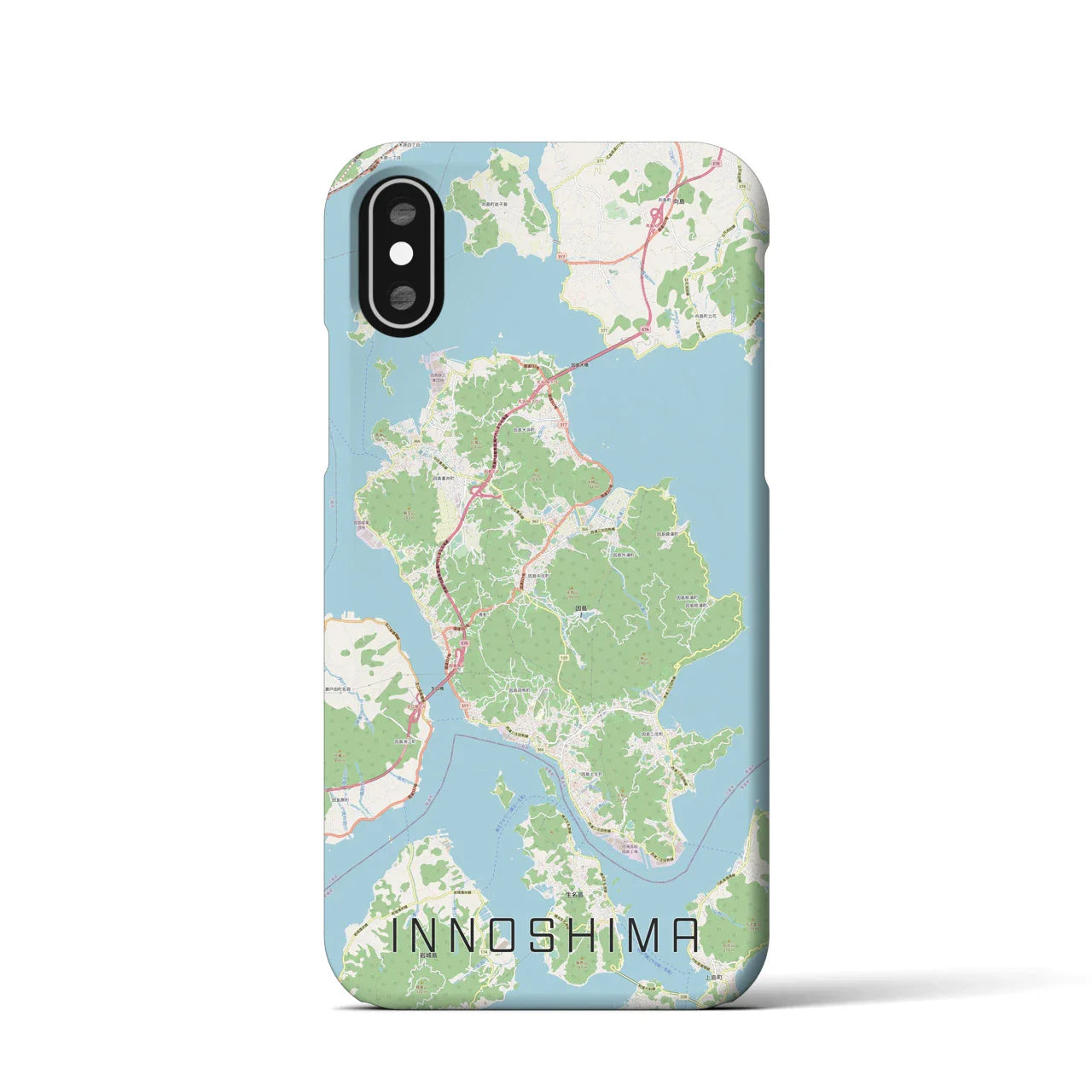 【因島（広島県）】地図柄iPhoneケース（バックカバータイプ）