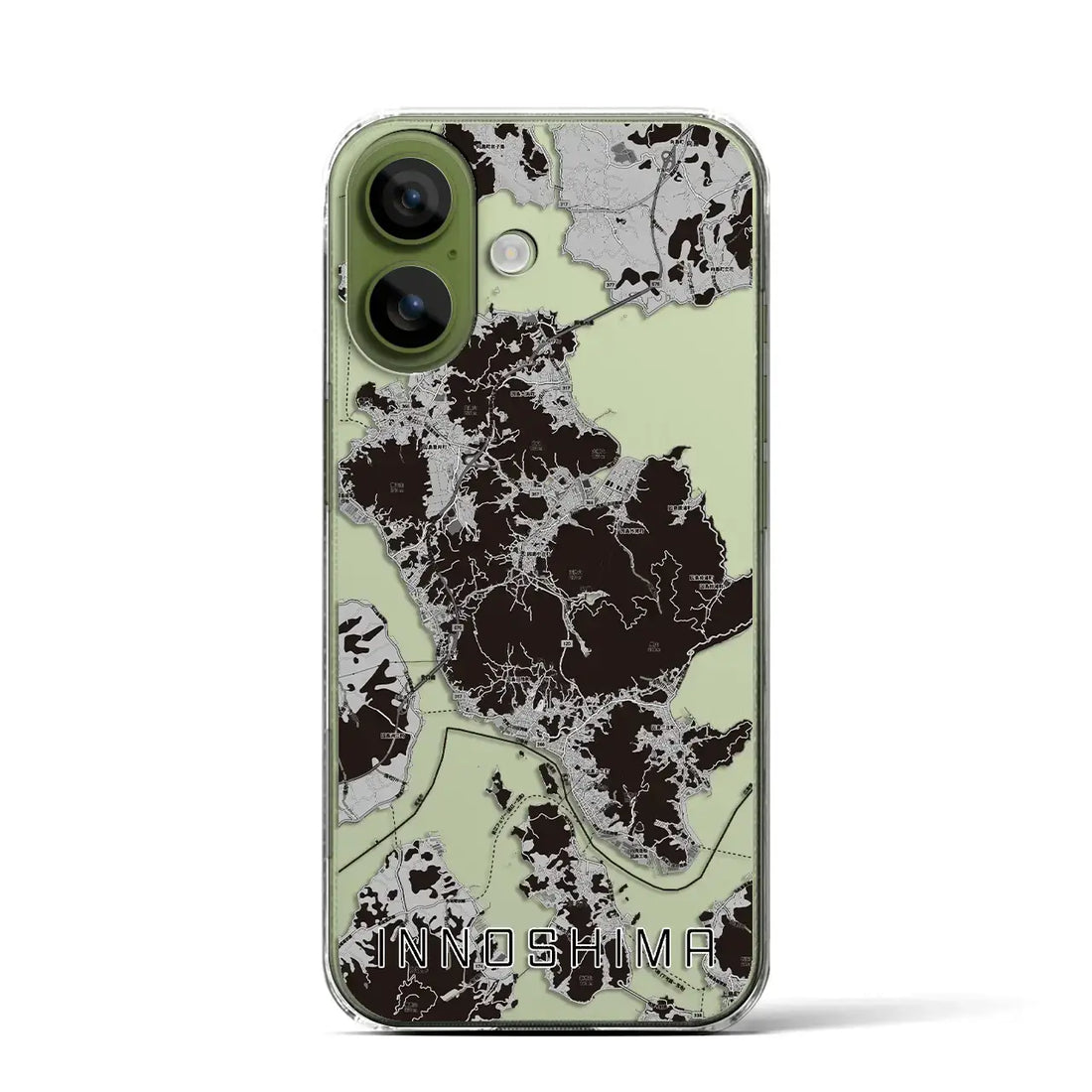 【因島（広島県）】地図柄iPhoneケース（クリアタイプ）モノトーン・iPhone 17 Pro Max 用