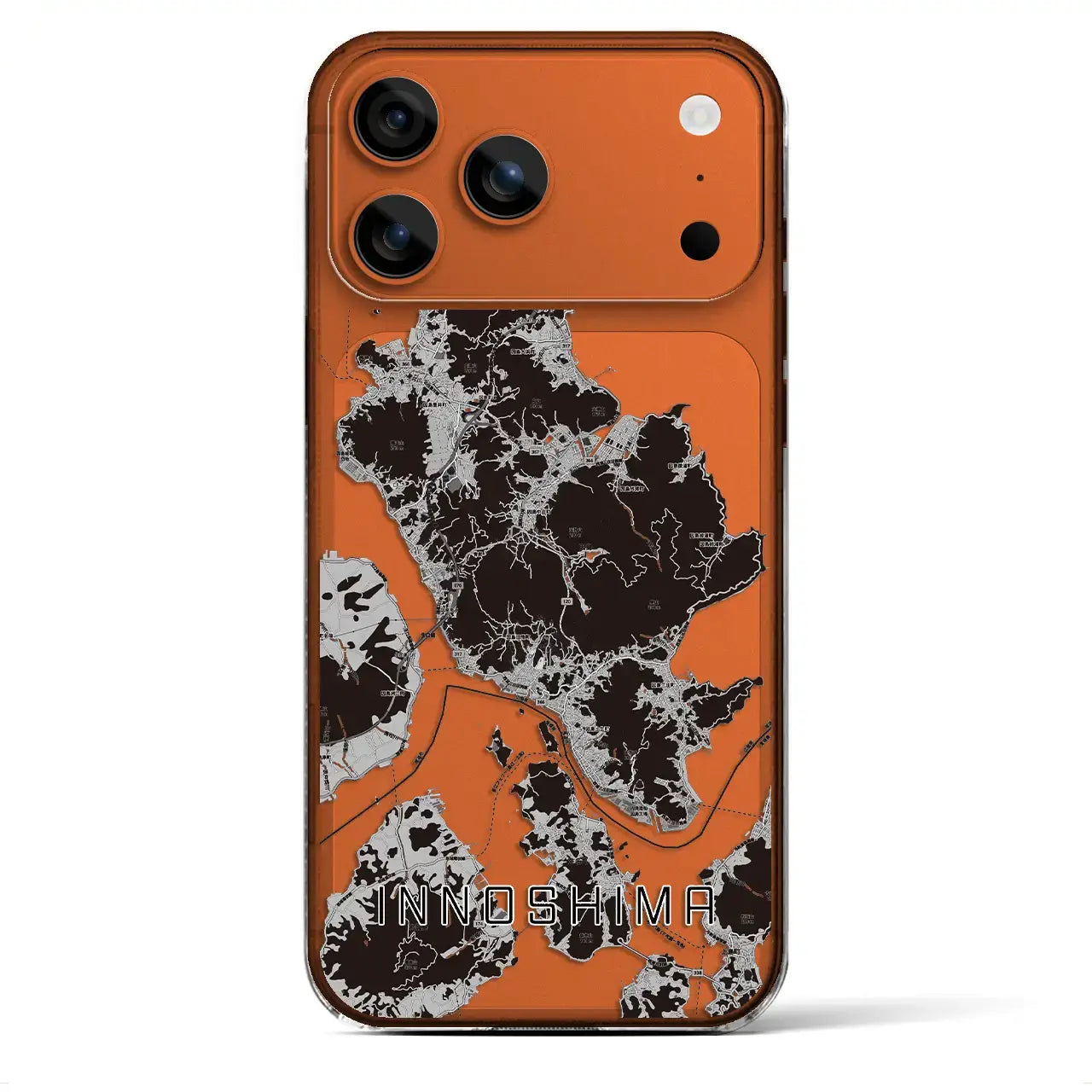 【因島（広島県）】地図柄iPhoneケース（クリアタイプ）モノトーン・iPhone 17 Pro Max 用