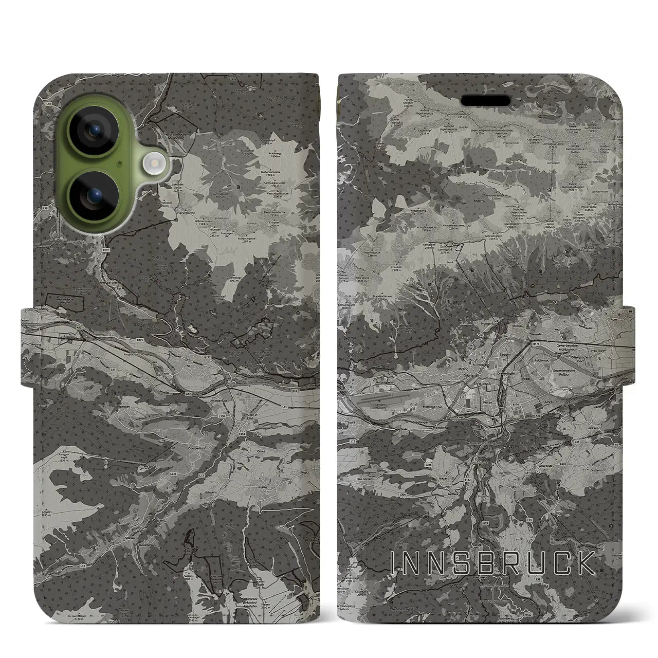 【インスブルック（オーストリア）】地図柄iPhoneケース（手帳タイプ）