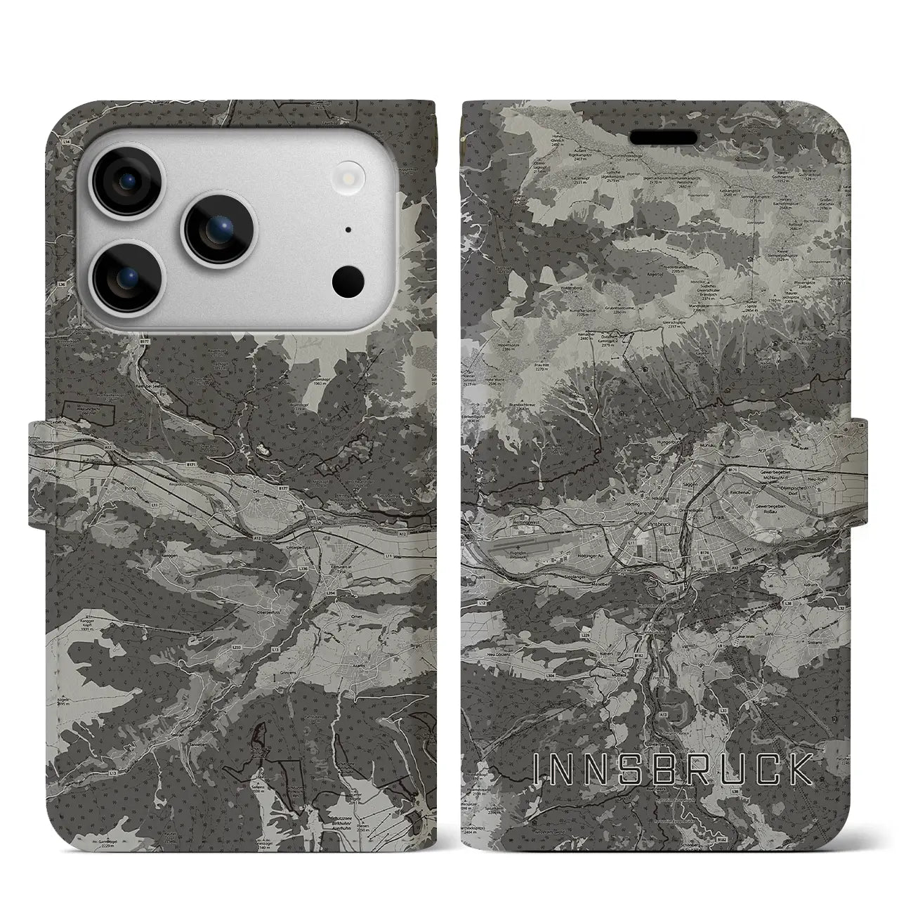 【インスブルック（オーストリア）】地図柄iPhoneケース（手帳タイプ）