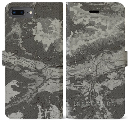 【インスブルック（オーストリア）】地図柄iPhoneケース（手帳タイプ）モノトーン・iPhone 8Plus /7Plus / 6sPlus / 6Plus 用