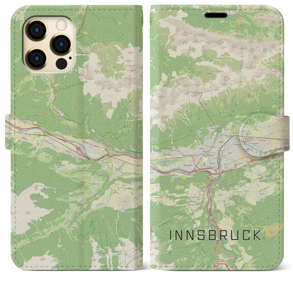 【インスブルック（オーストリア）】地図柄iPhoneケース（手帳タイプ）ナチュラル・iPhone 12 Pro Max 用