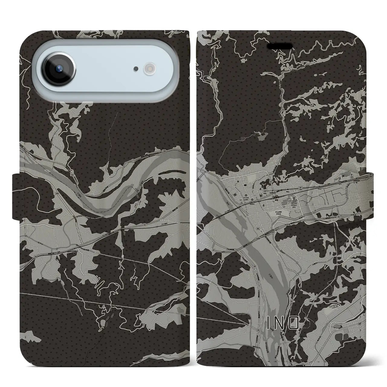 【伊野（高知県）】地図柄iPhoneケース（手帳タイプ）