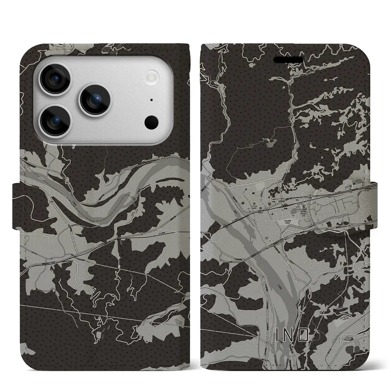 【伊野（高知県）】地図柄iPhoneケース（手帳タイプ）