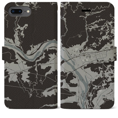 【伊野（高知県）】地図柄iPhoneケース（手帳タイプ）モノトーン・iPhone 8Plus /7Plus / 6sPlus / 6Plus 用