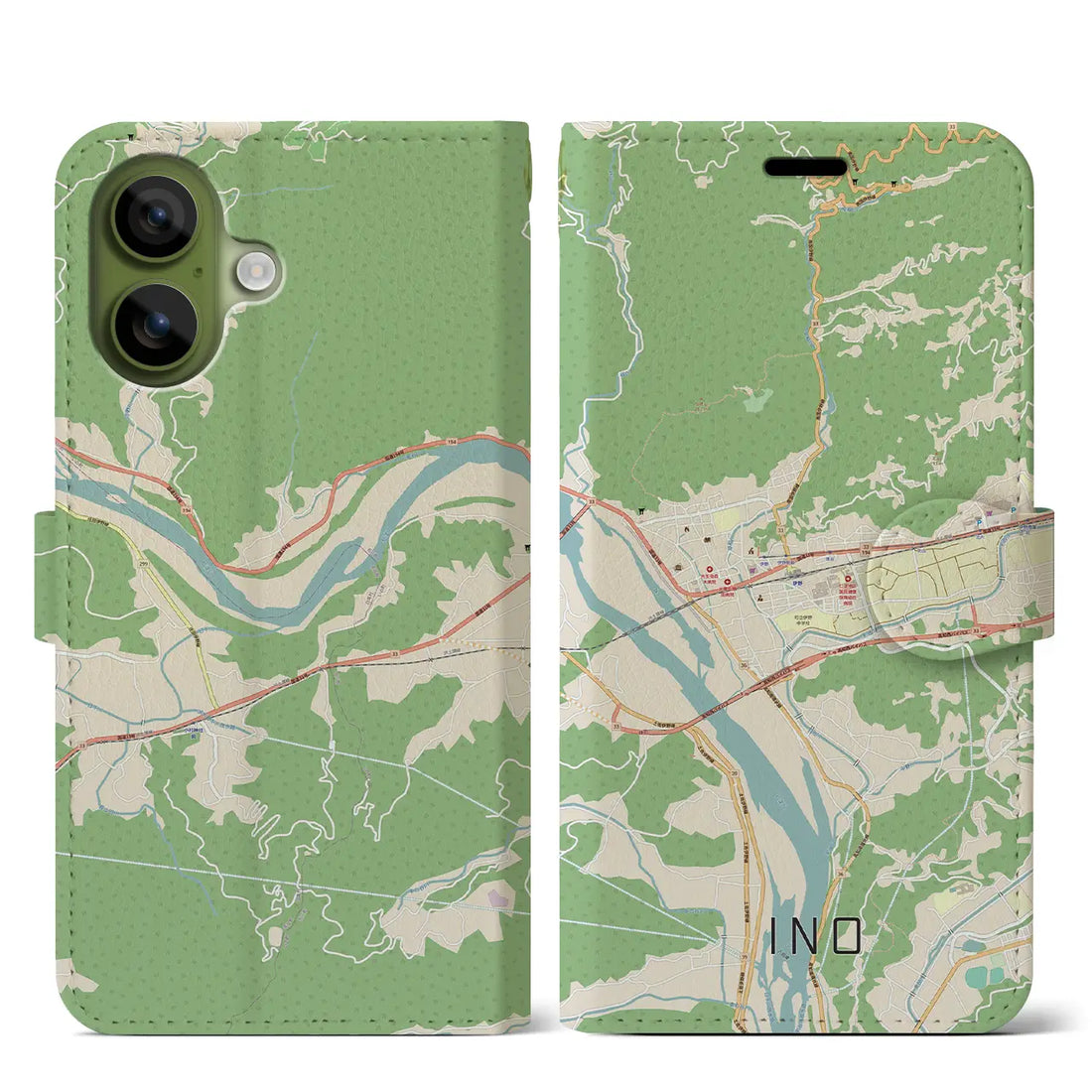 【伊野(高知県)】地図柄iPhoneケース(手帳タイプ)ナチュラル・iPhone 17 Pro Max 用