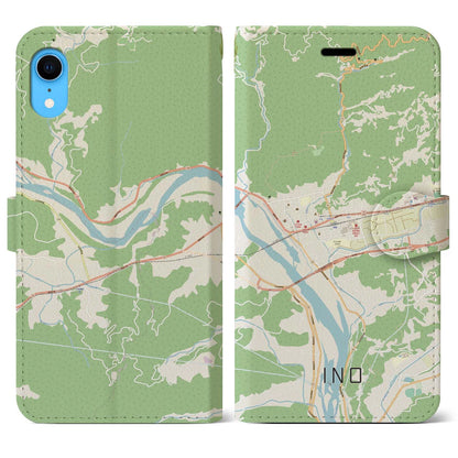 【伊野（高知県）】地図柄iPhoneケース（手帳タイプ）ナチュラル・iPhone XR 用