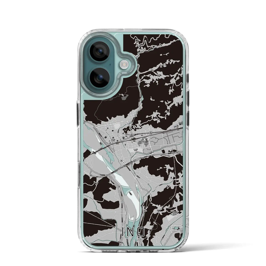 【伊野（高知県）】地図柄iPhoneケース（MagSafeタイプ）モノトーン・iPhone 16 Pro 用