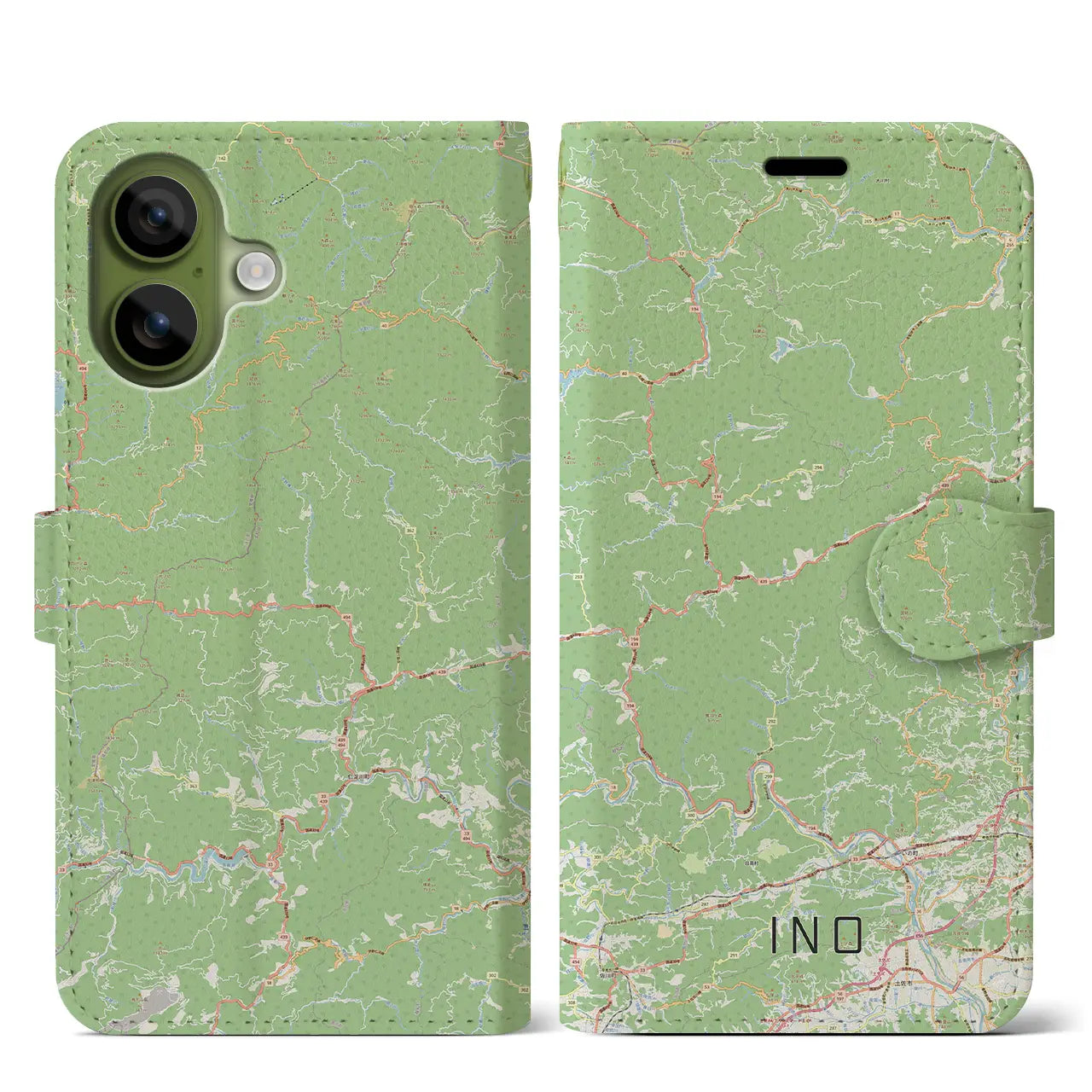 【いの（高知県）】地図柄iPhoneケース（手帳タイプ）