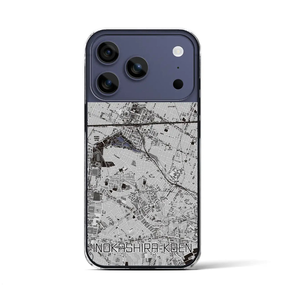 【井の頭公園(東京都)】地図柄iPhoneケース(クリアタイプ)モノトーン・iPhone 17 Pro Max 用