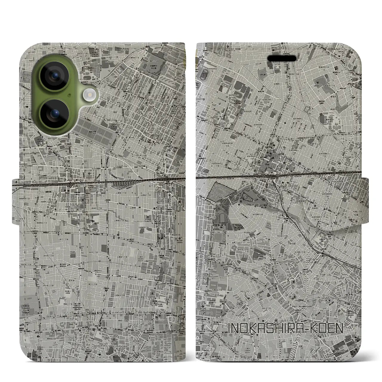 【井の頭公園（東京都）】地図柄iPhoneケース（手帳タイプ）