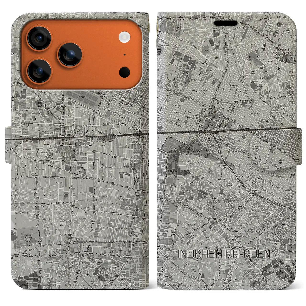 【井の頭公園（東京都）】地図柄iPhoneケース（手帳タイプ）