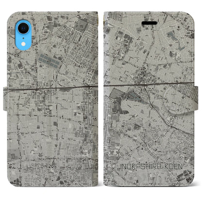 【井の頭公園（東京都）】地図柄iPhoneケース（手帳タイプ）モノトーン・iPhone XR 用