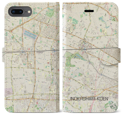 【井の頭公園（東京都）】地図柄iPhoneケース（手帳タイプ）ナチュラル・iPhone 8Plus /7Plus / 6sPlus / 6Plus 用