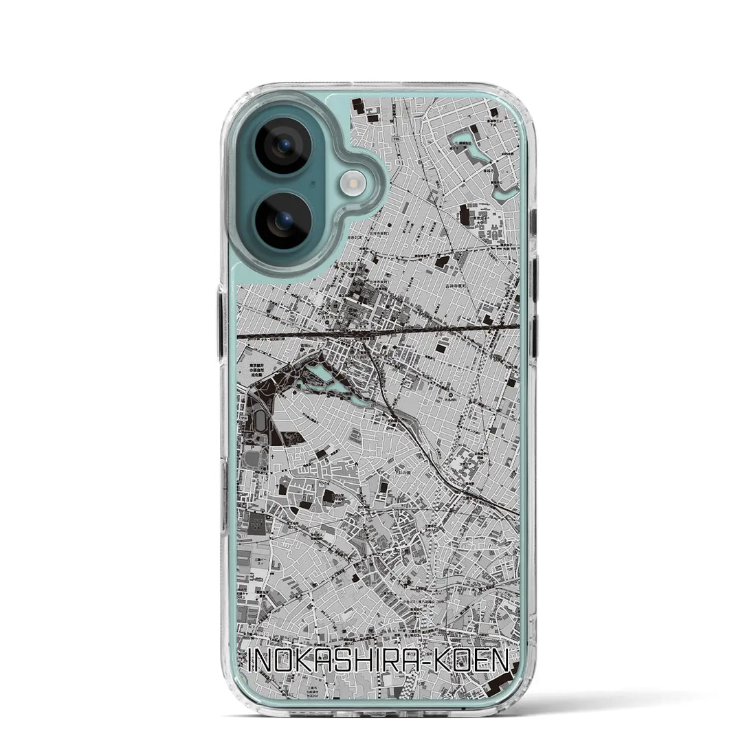 【井の頭公園（東京都）】地図柄iPhoneケース（MagSafeタイプ）モノトーン・iPhone 16 Pro 用