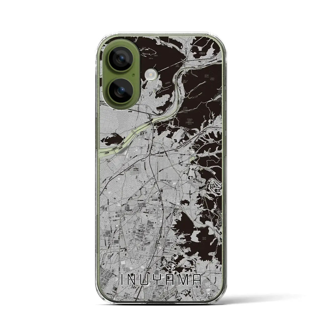 【犬山（愛知県）】地図柄iPhoneケース（クリアタイプ）モノトーン・iPhone 17 Pro Max 用