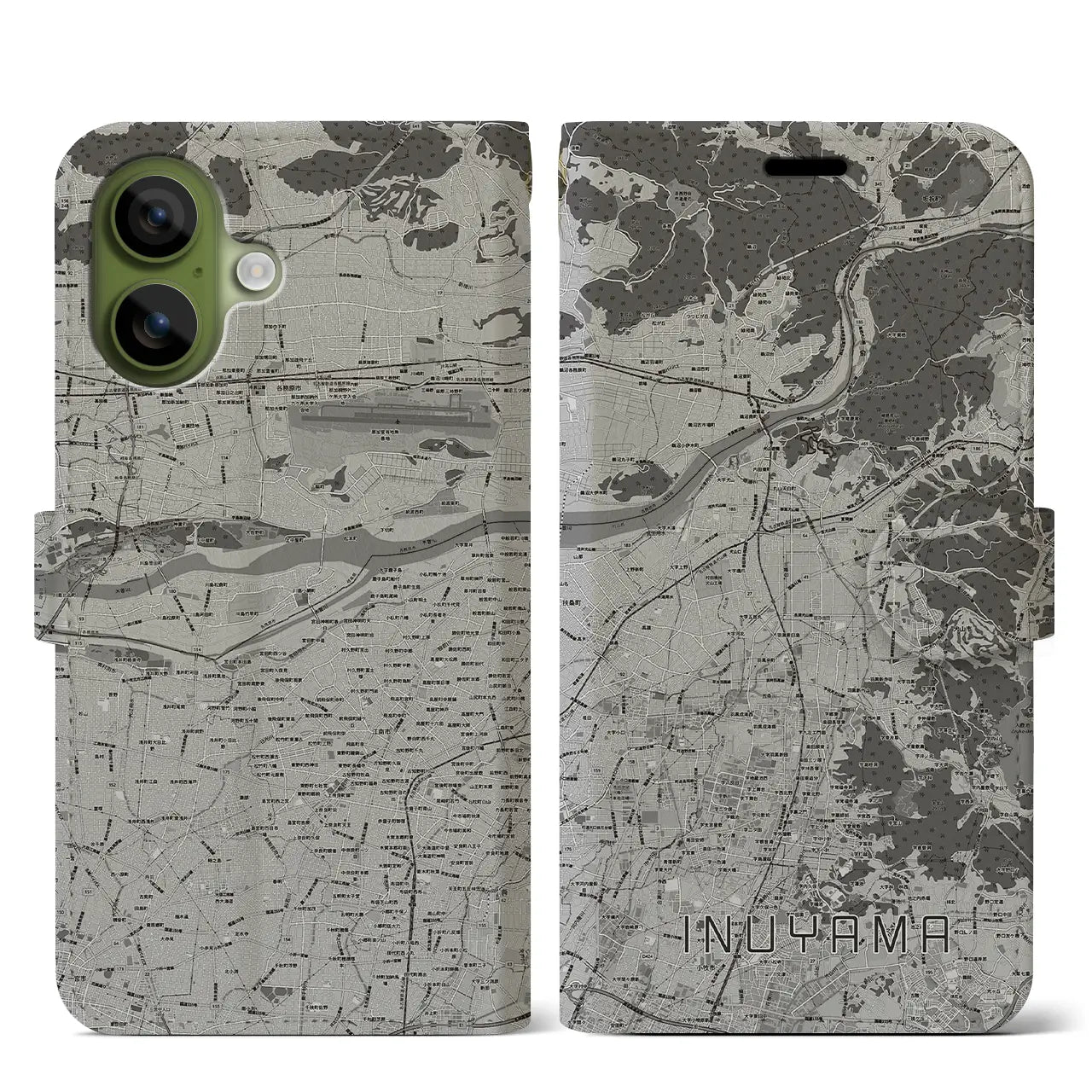 【犬山（愛知県）】地図柄iPhoneケース（手帳タイプ）