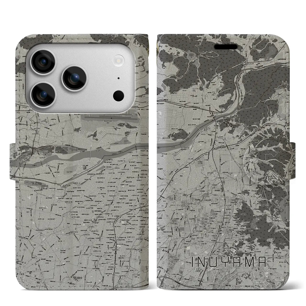 【犬山（愛知県）】地図柄iPhoneケース（手帳タイプ）