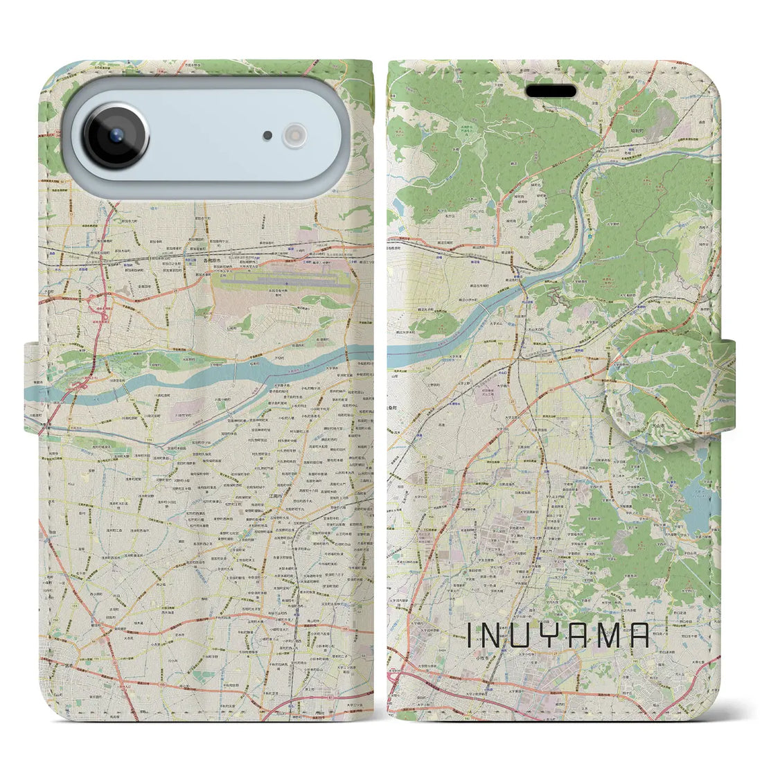 【犬山(愛知県)】地図柄iPhoneケース(手帳タイプ)ナチュラル・iPhone 17 Pro Max 用