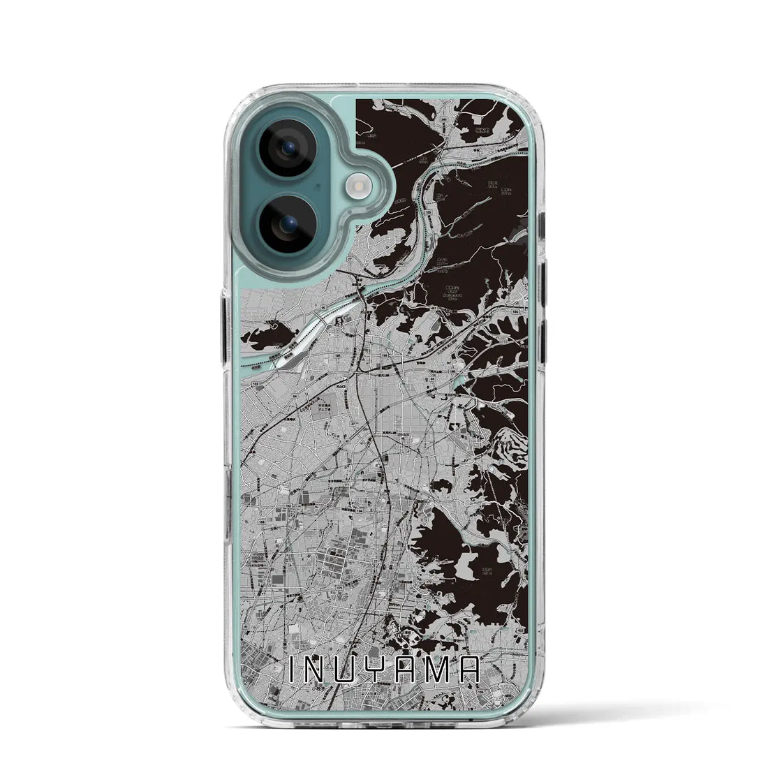 【犬山（愛知県）】地図柄iPhoneケース（MagSafeタイプ）モノトーン・iPhone 16 Pro 用