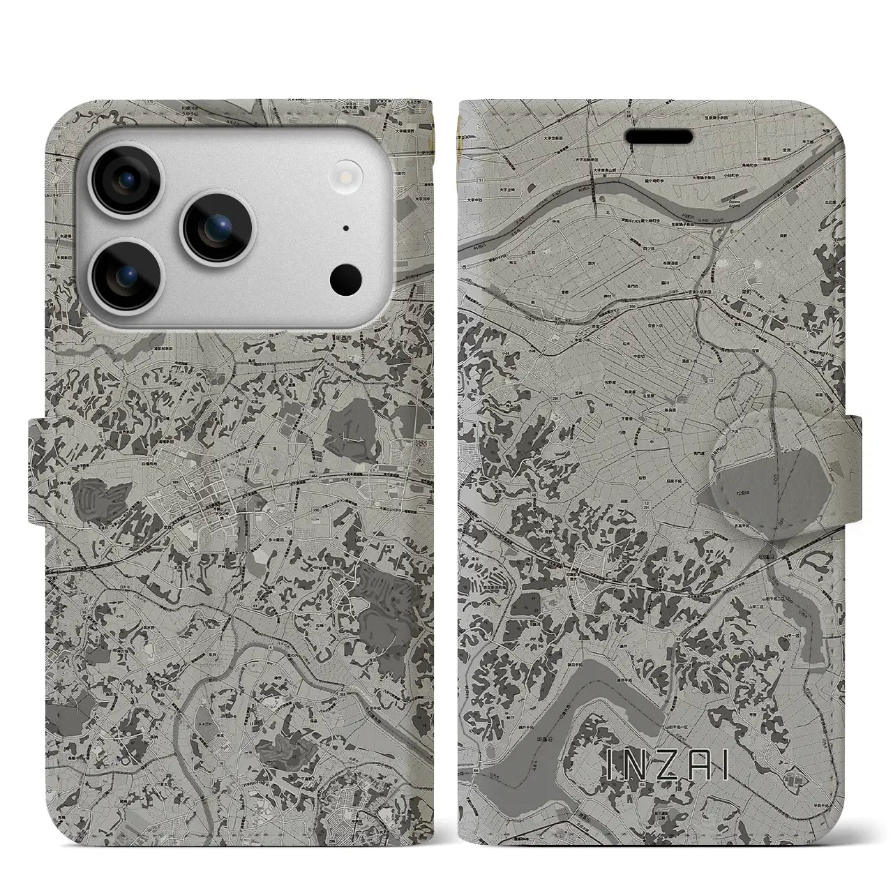 【印西（千葉県）】地図柄iPhoneケース（手帳タイプ）