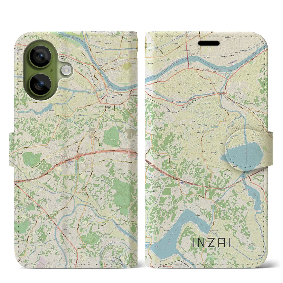 【印西（千葉県）】地図柄iPhoneケース（手帳タイプ）モノトーン・iPhone 17 Pro Max 用