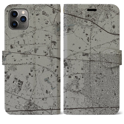 【井荻（東京都）】地図柄iPhoneケース（手帳タイプ）モノトーン・iPhone 11 Pro Max 用
