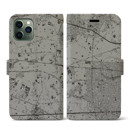 【井荻（東京都）】地図柄iPhoneケース（手帳タイプ）モノトーン・iPhone 11 Pro 用
