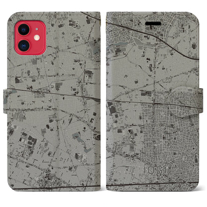 【井荻（東京都）】地図柄iPhoneケース（手帳タイプ）モノトーン・iPhone 11 用