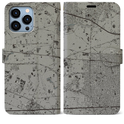 【井荻（東京都）】地図柄iPhoneケース（手帳タイプ）モノトーン・iPhone 13 Pro Max 用