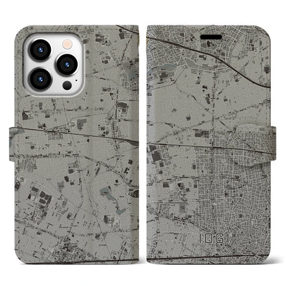 【井荻（東京都）】地図柄iPhoneケース（手帳タイプ）モノトーン・iPhone 13 Pro 用
