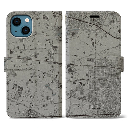 【井荻（東京都）】地図柄iPhoneケース（手帳タイプ）モノトーン・iPhone 13 用