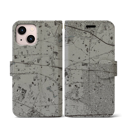 【井荻（東京都）】地図柄iPhoneケース（手帳タイプ）モノトーン・iPhone 13 mini 用