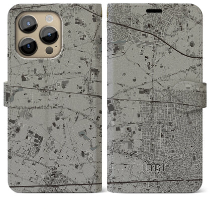 【井荻（東京都）】地図柄iPhoneケース（手帳タイプ）モノトーン・iPhone 14 Pro Max 用
