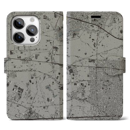 【井荻（東京都）】地図柄iPhoneケース（手帳タイプ）モノトーン・iPhone 14 Pro 用