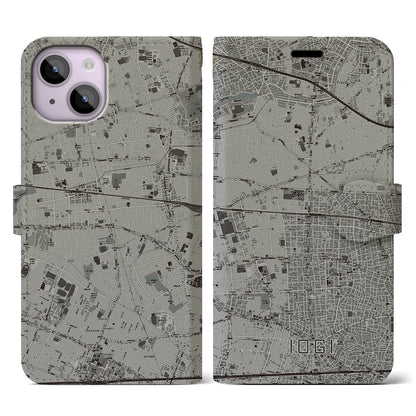 【井荻（東京都）】地図柄iPhoneケース（手帳タイプ）モノトーン・iPhone 14 用