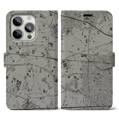 【井荻（東京都）】地図柄iPhoneケース（手帳タイプ）モノトーン・iPhone 15 Pro 用