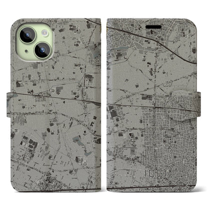 【井荻（東京都）】地図柄iPhoneケース（手帳タイプ）モノトーン・iPhone 15 用