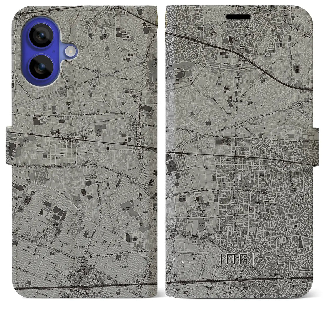 【井荻(東京都)】地図柄iPhoneケース(手帳タイプ)モノトーン・iPhone 16 Pro Max 用