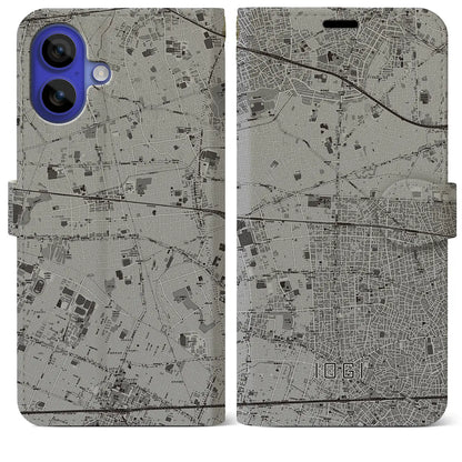 【井荻（東京都）】地図柄iPhoneケース（手帳タイプ）モノトーン・iPhone 16 Pro Max 用