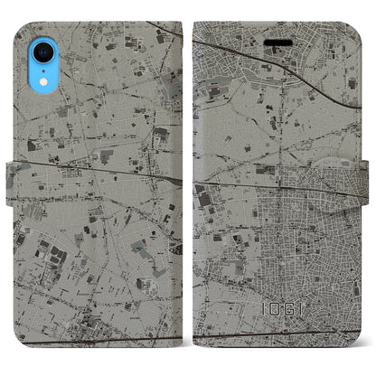 【井荻（東京都）】地図柄iPhoneケース（手帳タイプ）モノトーン・iPhone XR 用