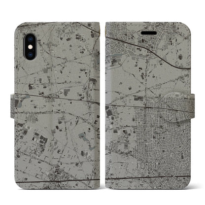 【井荻（東京都）】地図柄iPhoneケース（手帳タイプ）モノトーン・iPhone XS / X 用