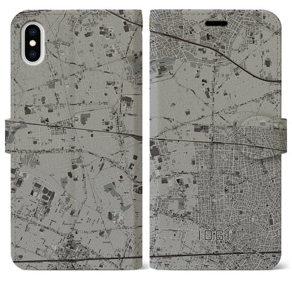 【井荻（東京都）】地図柄iPhoneケース（手帳タイプ）モノトーン・iPhone XS Max 用