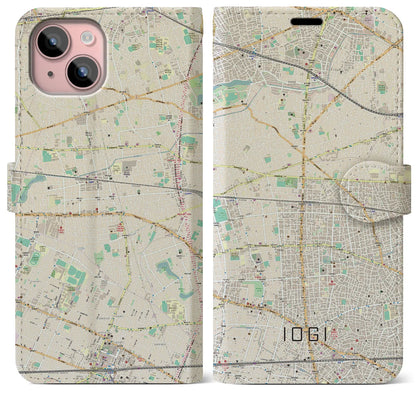 【井荻（東京都）】地図柄iPhoneケース（手帳タイプ）ナチュラル・iPhone 15 Plus 用